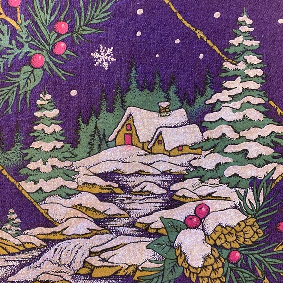 Vintage 90s Jerzees Oregon Winter Christmas Forest Purple Sweatshirt Adult L - Picture 4 of 11